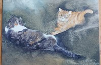 Carte postale d'art chats Dédé Moser Friends