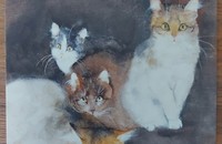 Carte postale d'art chats Dédé Moser Um sind tücc da Briui