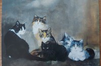 Carte postale d'art chats Dédé Moser Il gruppo