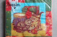 Serviettes noël avec chatons tigrés