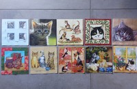 10 Serviettes différentes avec des chats I