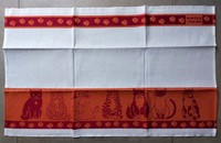 Linge de cuisine chats orange bordeaux