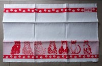 Linge de cuisine chats rouges