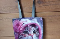 Sac porté épaule chat avec bonnet rose