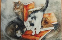 Carte postale d'art chats Dédé Moser Gehtt a möi