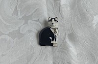 Broche chat noir et blanc émaillé