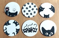 6 Sous-verres en bois avec chats 