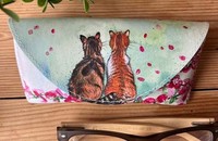 Alex Clark Etui à lunettes chats avec fleurs roses