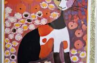 Rosina Wachtmeister chat carte pliante champ fleuri