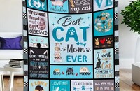 Couverture douce et légère turquoise avec chats 