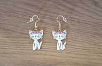 Boucles d'oreilles chats blanc