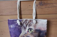 Grand sac porté épaule chat aux yeux vert