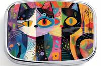Boîte à pilules 2 chats abstrait