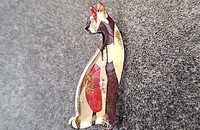 Broche chat d'oré rouge-brun