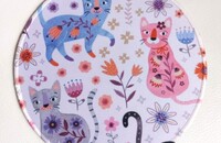 Tapis de souris d'ordinateur chats avec fleurs