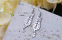Boucles d'oreilles Chats phases lunaire argent