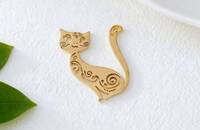Broche chat bohème d'orée