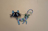 Broche chat bleu emaillé