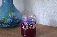 Boucles d'oreille chat assis sur la lune