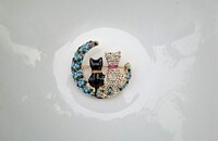 Broche 2 chats glamour