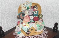 Boîte à musique "Chats dans panier à couture"