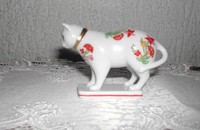 Petit chat Franklin Mint Vintage avec fleurs rouge 1