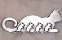 Broche "Chat avec 4 souris"