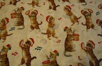Tissu chats orchestre de noël I