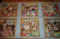 Tissu avec 6 grans images chats