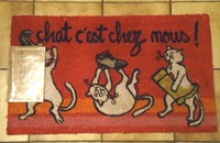 Tapis de porte rose en noix de coco "chat c'est chez nous!" CHAT CHAT CHAT