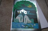Carte pliante Rosina Wachtmeister chats 2 Amis au claire de lune