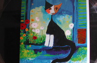 Carte pliante Rosina Wachtmeister chat Amica à la fenêtre
