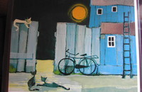 Grande carte pliante Rosina Wachtmeister Chats au clair de lune