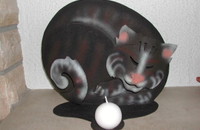 Chat au dos rond porte-bougie 