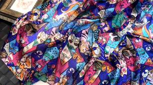 Grande écharpe avec chats multicolores I