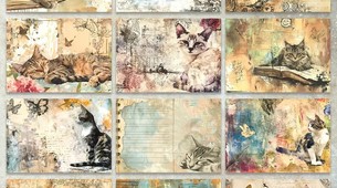 Scrapbooking 36 feuilles avec motif chats vintage