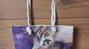 Grand sac porté épaule chat aux yeux vert