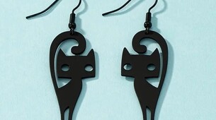 Boucles d'oreilles chats noir stylisés