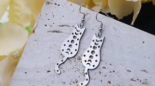 Boucles d'oreilles Chats phases lunaire argent