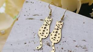 Boucles d'oreilles Chats phases lunaire d'orées