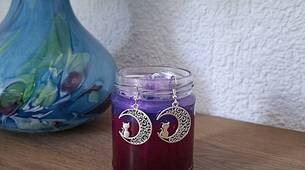 Boucles d'oreille chat assis sur la lune