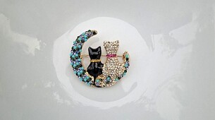 Broche 2 chats glamour