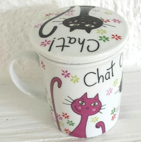 Mug chat tisanière en porcelaine Chaltimbanques