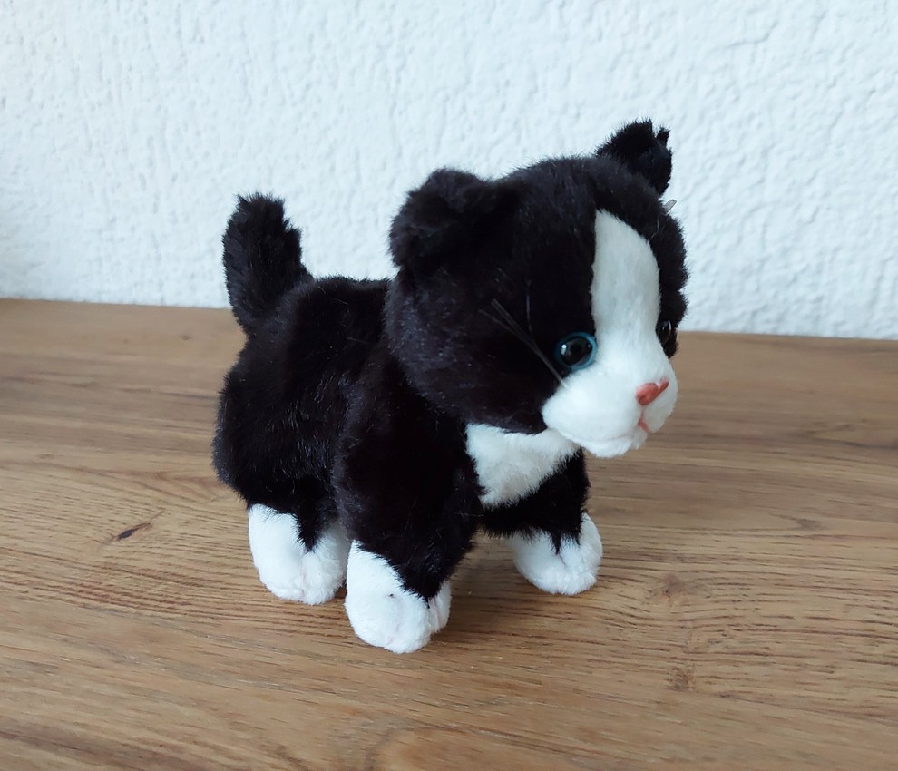 Peluche chat noir - blanc